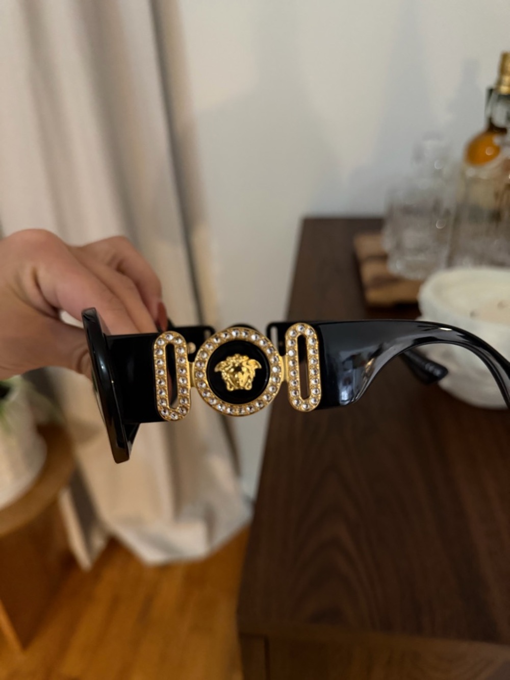 Versace Black Round Oval Sunglasses - Picture 2 of 5